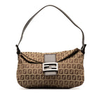 Fendi Zucchino Canvas Double Flap Shoulder Bag (SHG-dmMzhN)
