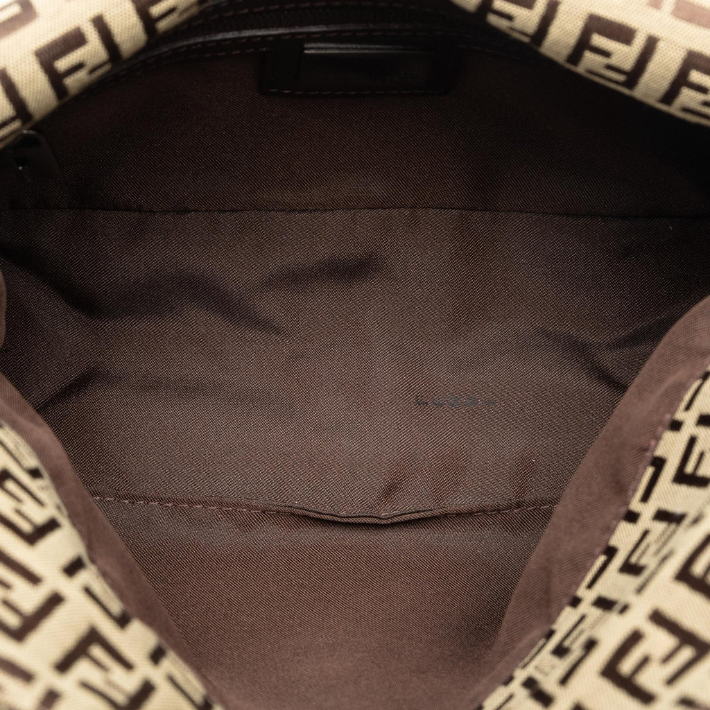 Fendi Zucchino Canvas Double Flap Shoulder Bag (SHG-dmMzhN)