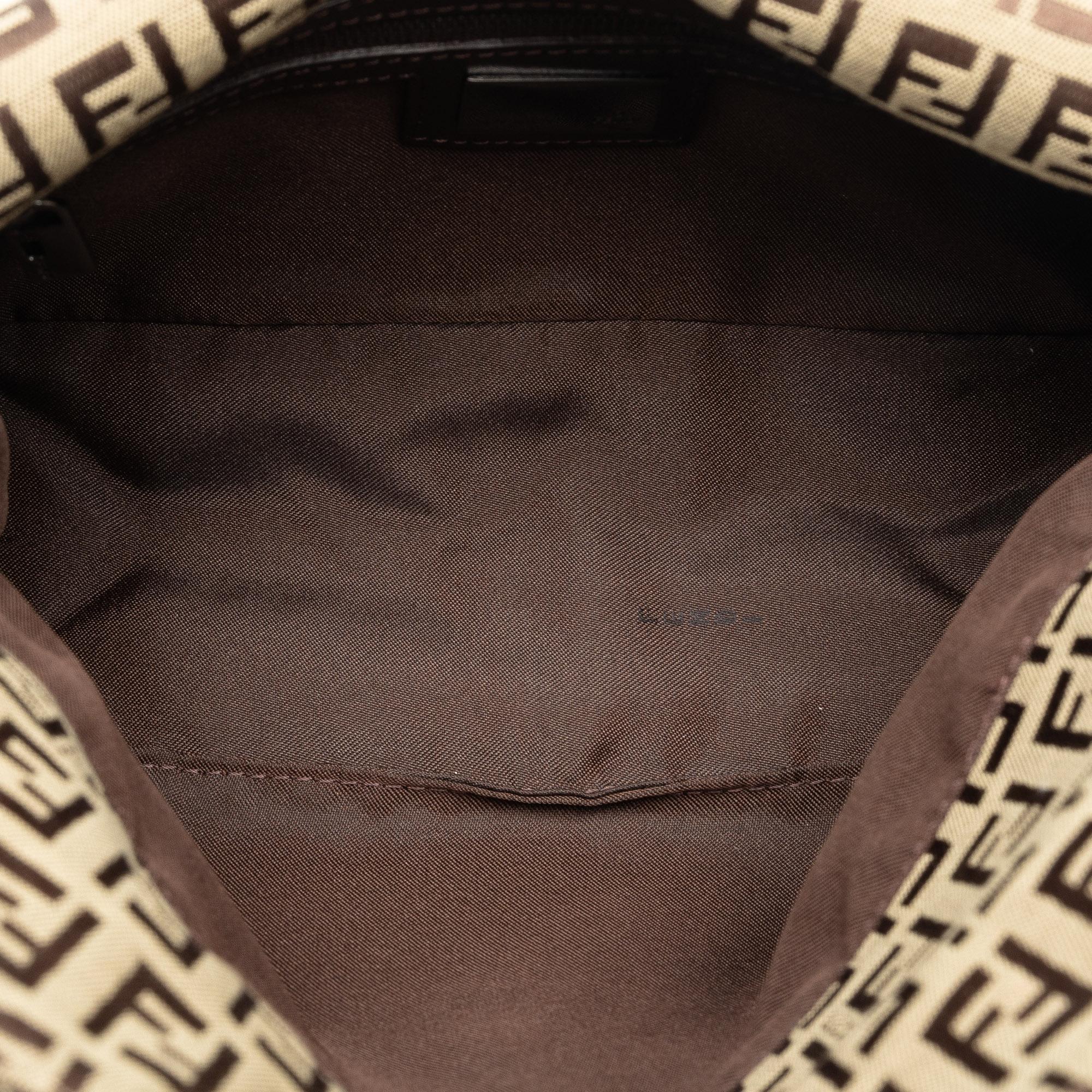 Fendi Zucchino Canvas Double Flap Shoulder Bag (SHG-dmMzhN)