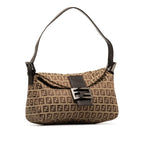 Fendi Zucchino Canvas Double Flap Shoulder Bag (SHG-dmMzhN)