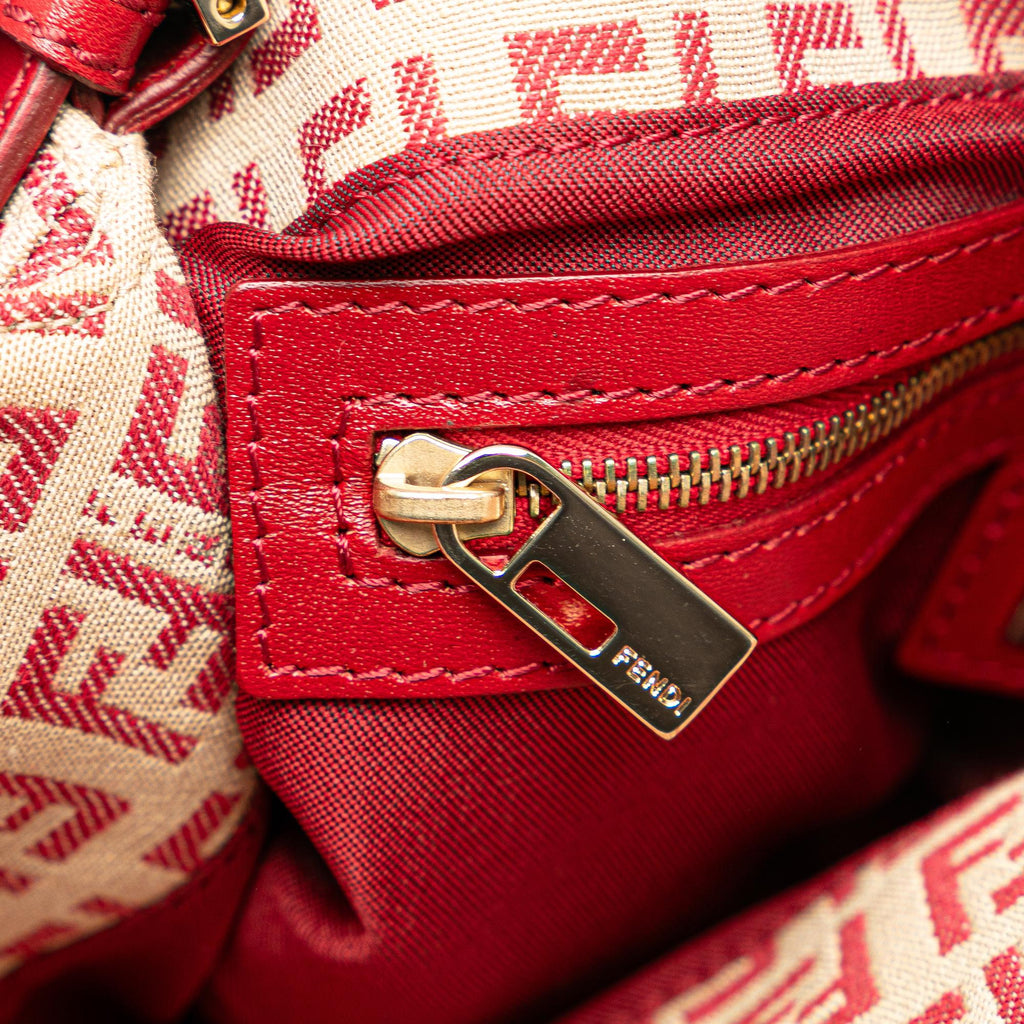 Fendi Zucchino Canvas Double Flap Shoulder Bag (SHG-FSL5cl)