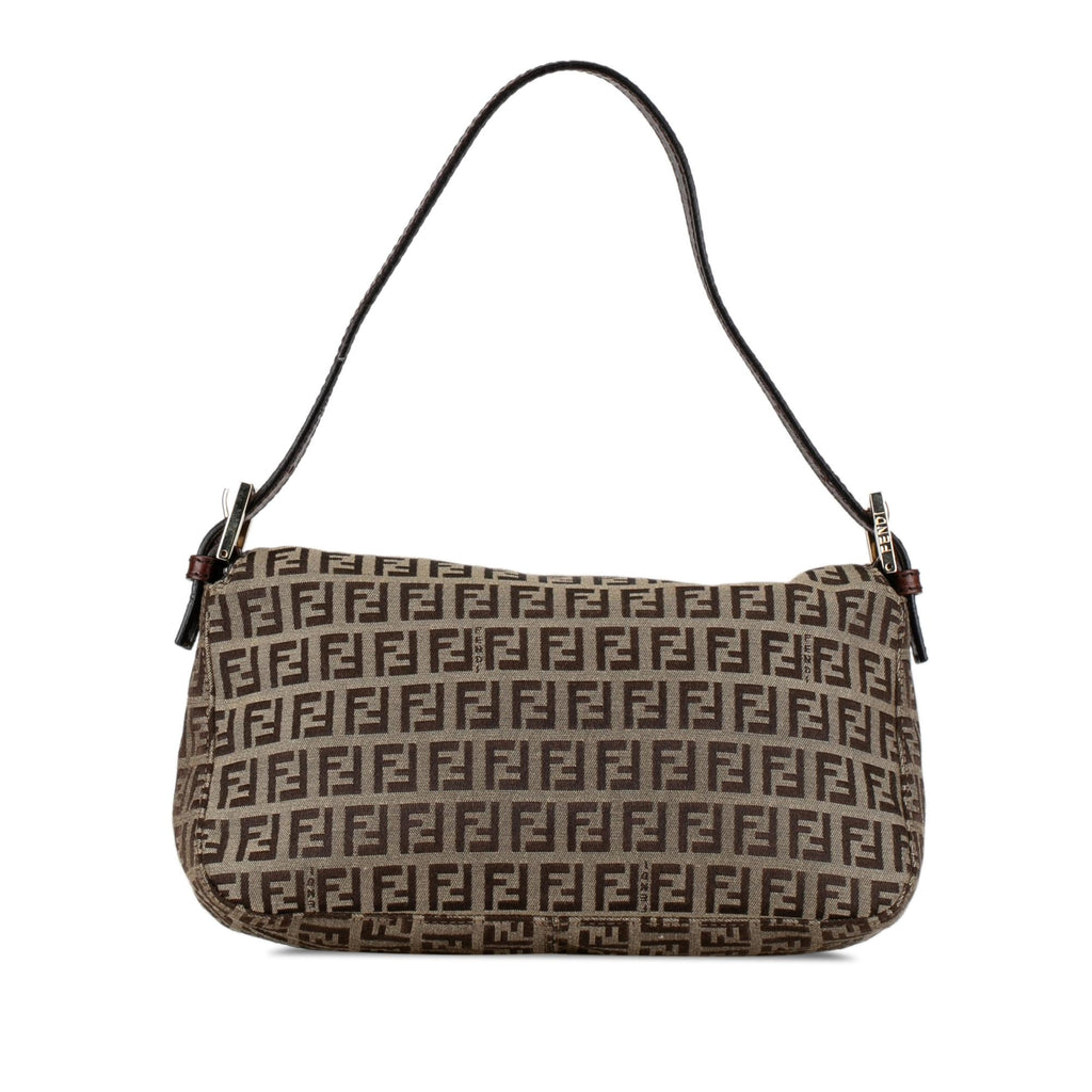 Fendi Zucchino Canvas Double Flap Shoulder Bag (SHG-mBkFfe)