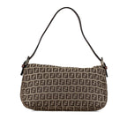 Fendi Zucchino Canvas Double Flap Shoulder Bag (SHG-mBkFfe)