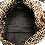 Fendi Zucchino Canvas Double Flap Shoulder Bag (SHG-mBkFfe)