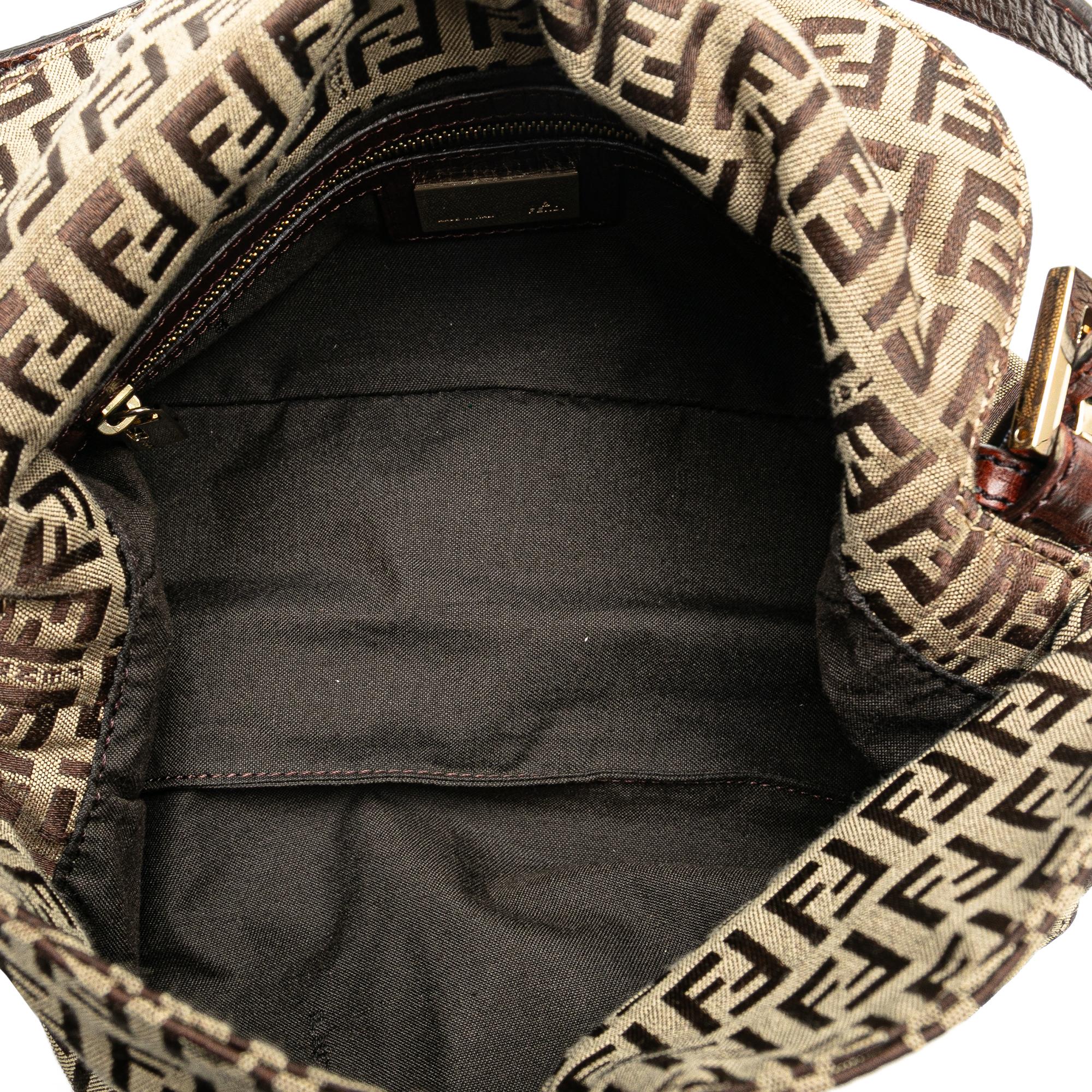 Fendi Zucchino Canvas Double Flap Shoulder Bag (SHG-mBkFfe)