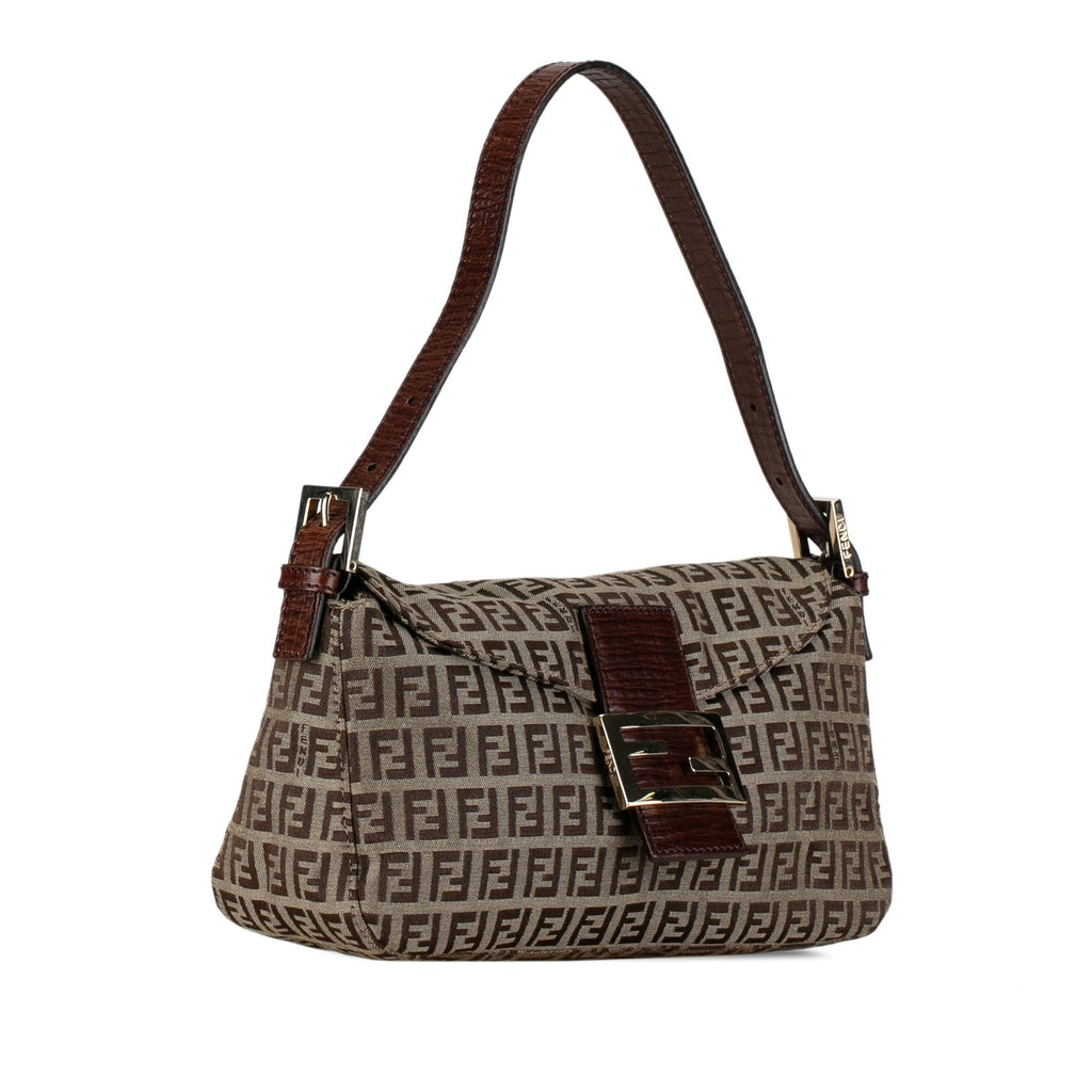 Fendi Zucchino Canvas Double Flap Shoulder Bag (SHG-mBkFfe)