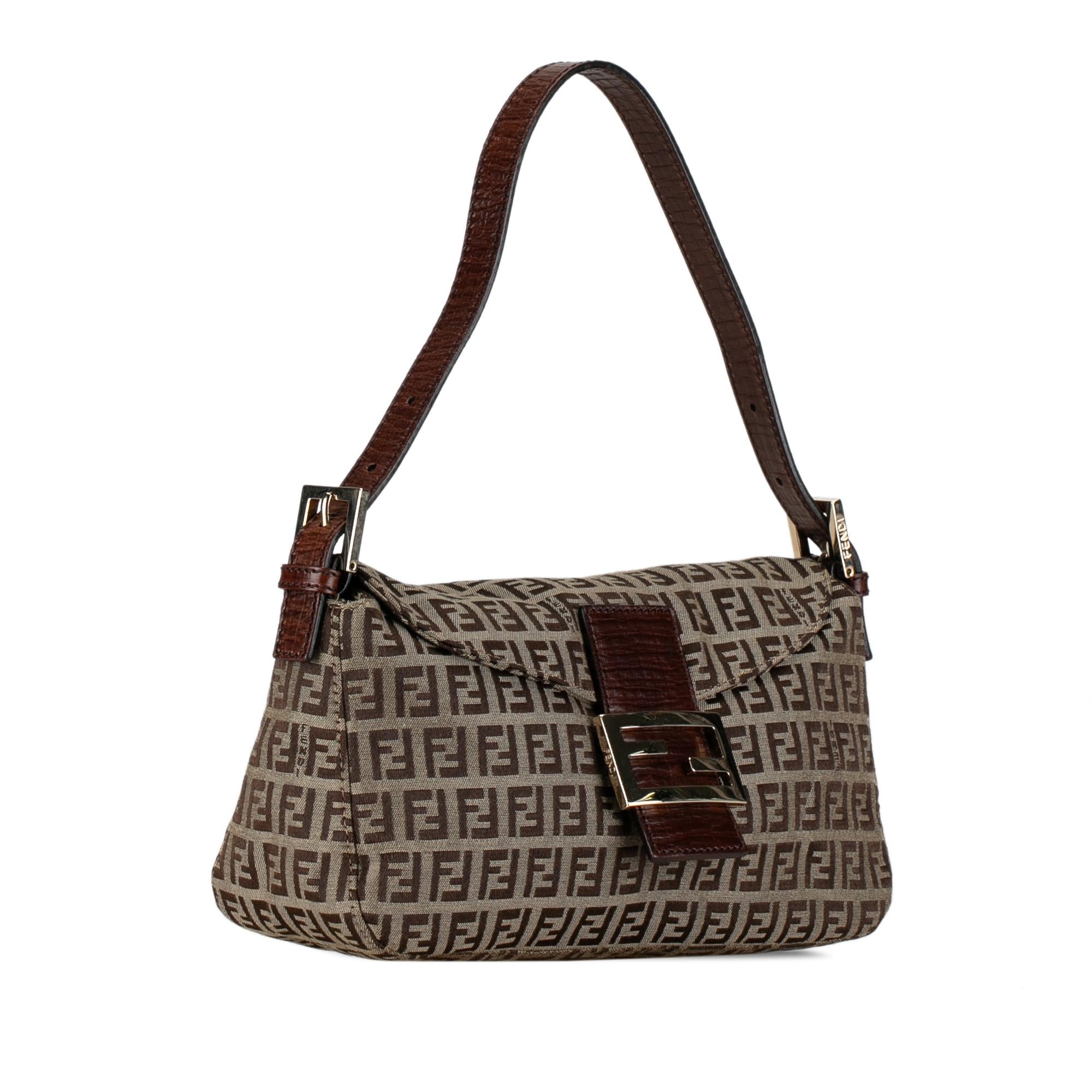 Fendi Zucchino Canvas Double Flap Shoulder Bag (SHG-mBkFfe)