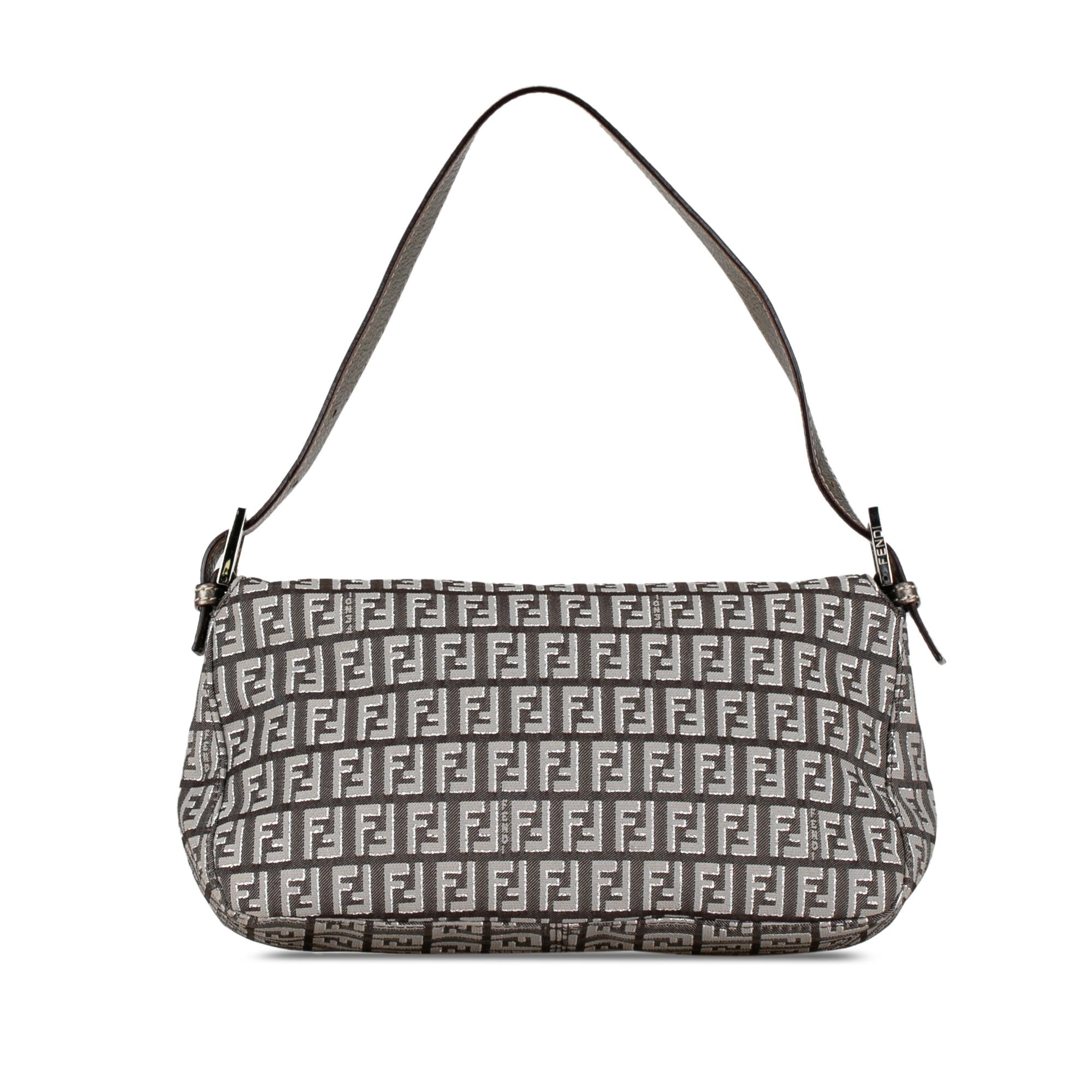 Fendi Zucchino Canvas Double Flap Shoulder Bag (SHG-C7qWAj)