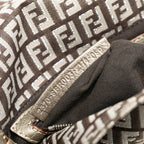 Fendi Zucchino Canvas Double Flap Shoulder Bag (SHG-C7qWAj)