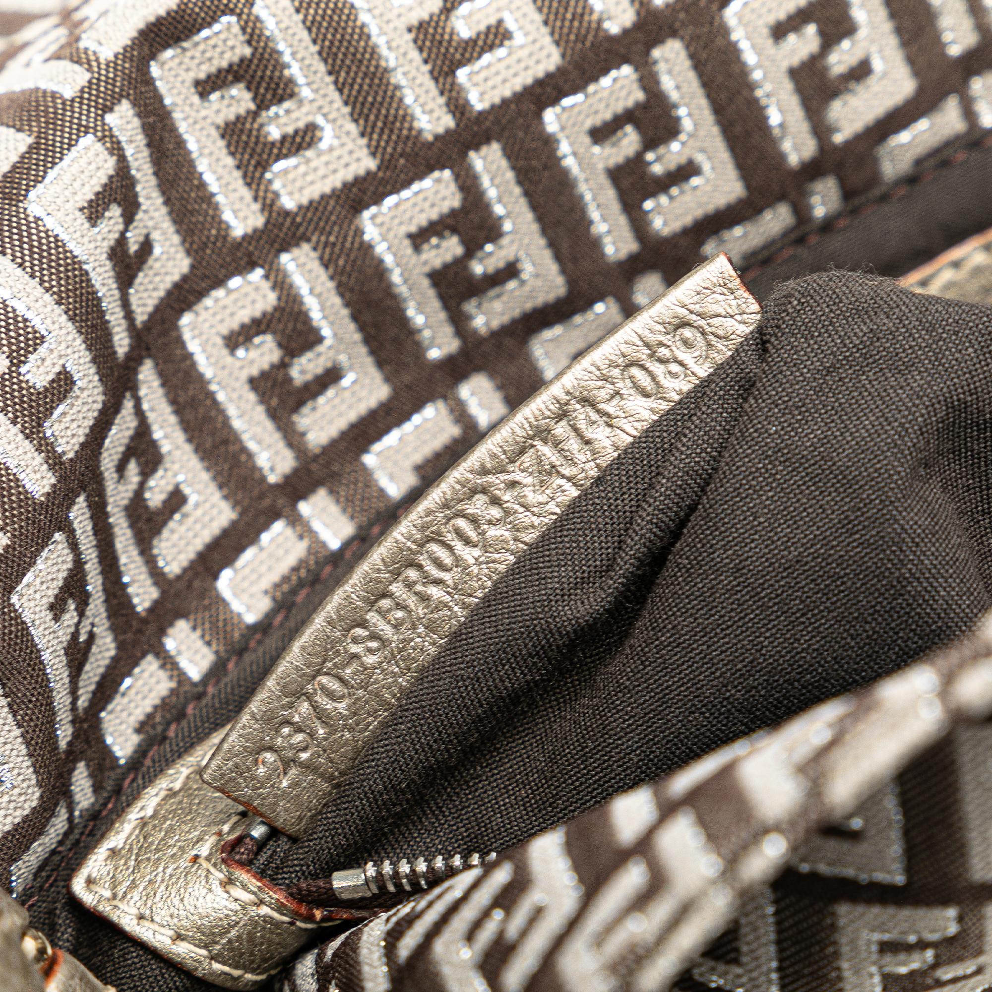 Fendi Zucchino Canvas Double Flap Shoulder Bag (SHG-C7qWAj)