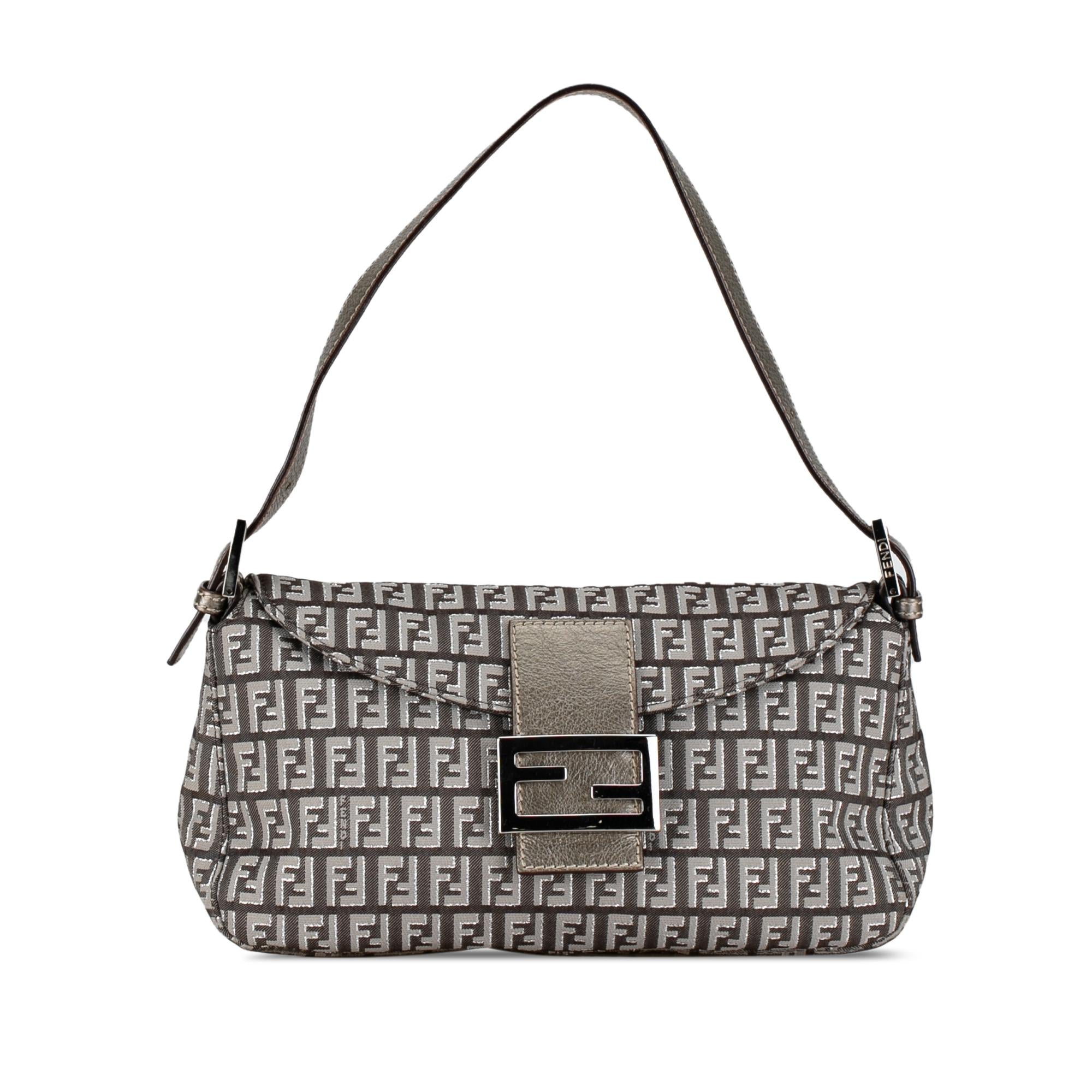 Fendi Zucchino Canvas Double Flap Shoulder Bag (SHG-C7qWAj)