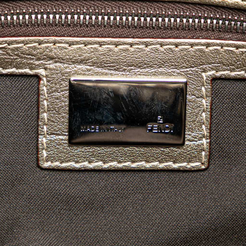 Fendi Zucchino Canvas Double Flap Shoulder Bag (SHG-C7qWAj)