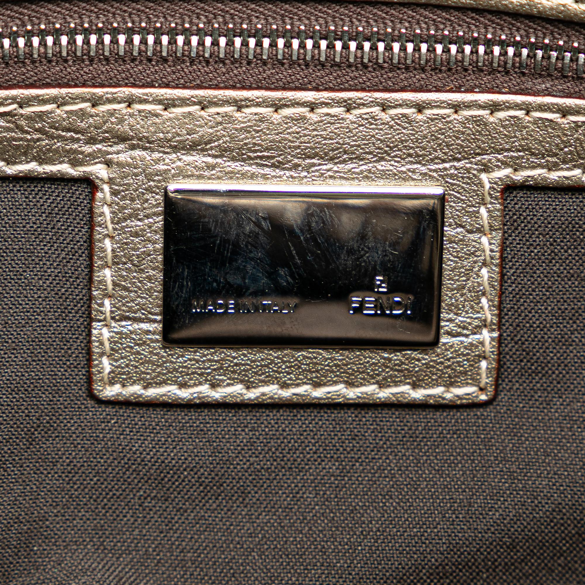Fendi Zucchino Canvas Double Flap Shoulder Bag (SHG-C7qWAj)