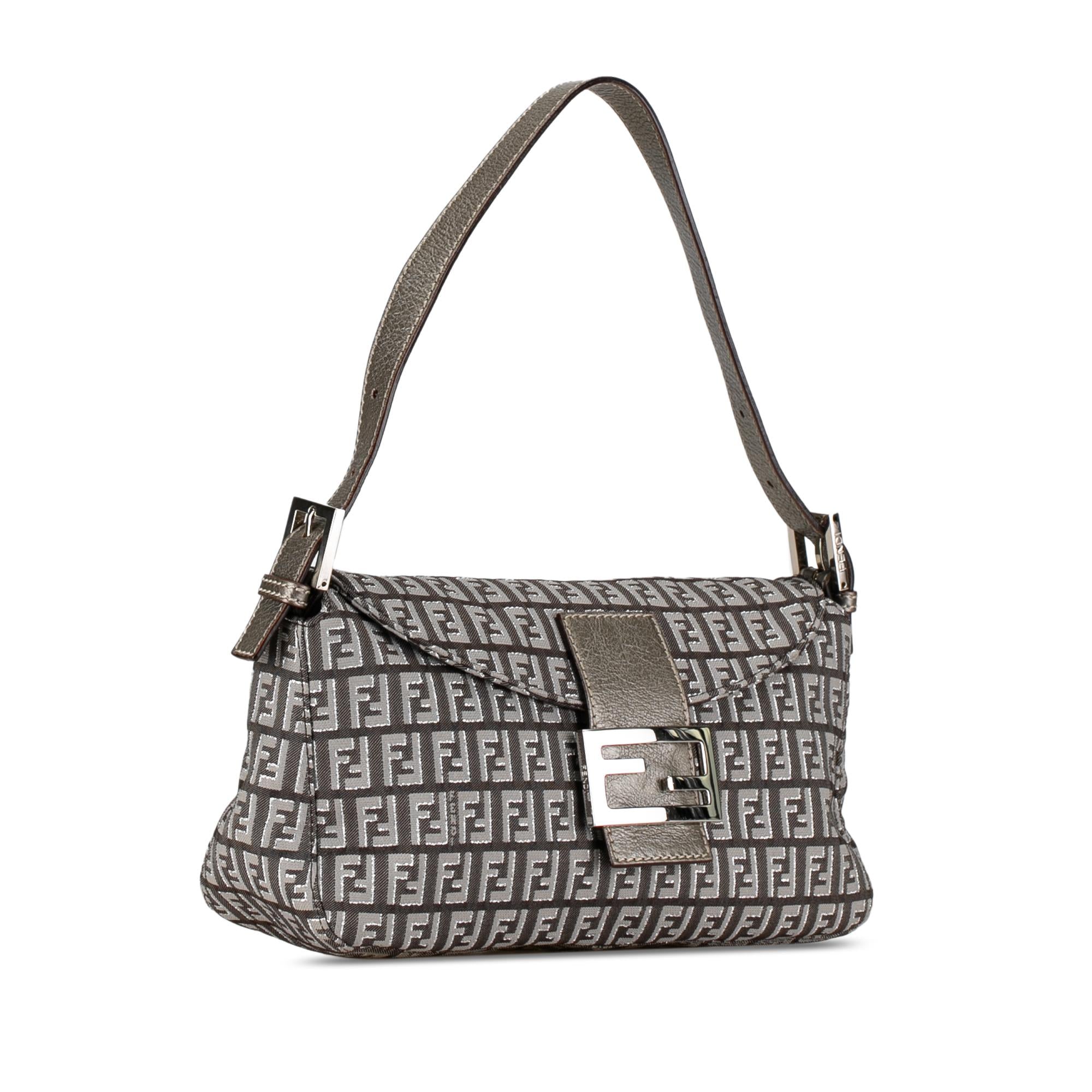 Fendi Zucchino Canvas Double Flap Shoulder Bag (SHG-C7qWAj)