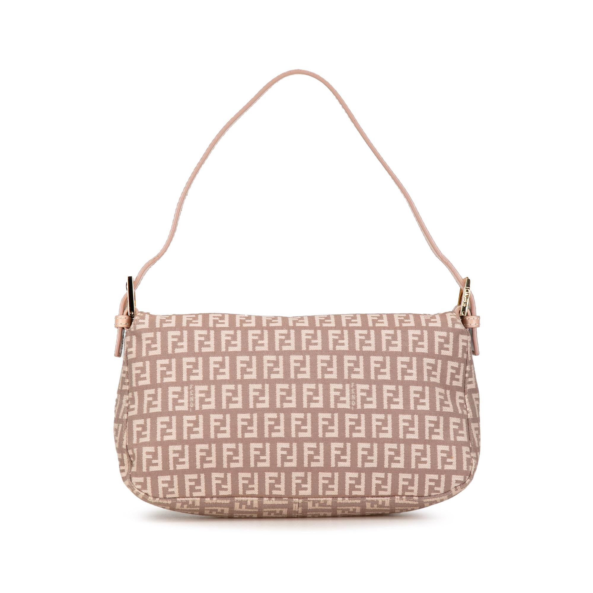 Fendi Zucchino Canvas Double Flap Shoulder Bag (SHG-8kx2Pu)
