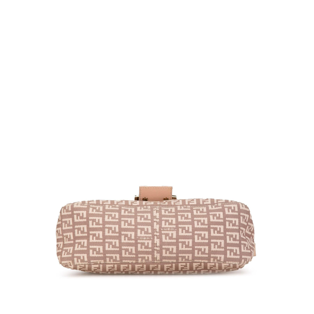 Fendi Zucchino Canvas Double Flap Shoulder Bag (SHG-8kx2Pu)