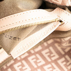 Fendi Zucchino Canvas Double Flap Shoulder Bag (SHG-8kx2Pu)