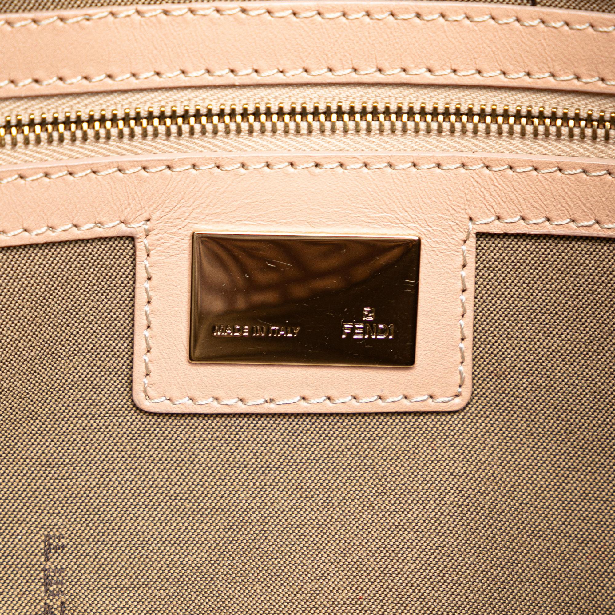 Fendi Zucchino Canvas Double Flap Shoulder Bag (SHG-8kx2Pu)