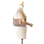 Fendi Zucchino Canvas Double Flap Shoulder Bag (SHG-8kx2Pu)