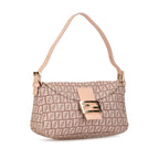 Fendi Zucchino Canvas Double Flap Shoulder Bag (SHG-8kx2Pu)