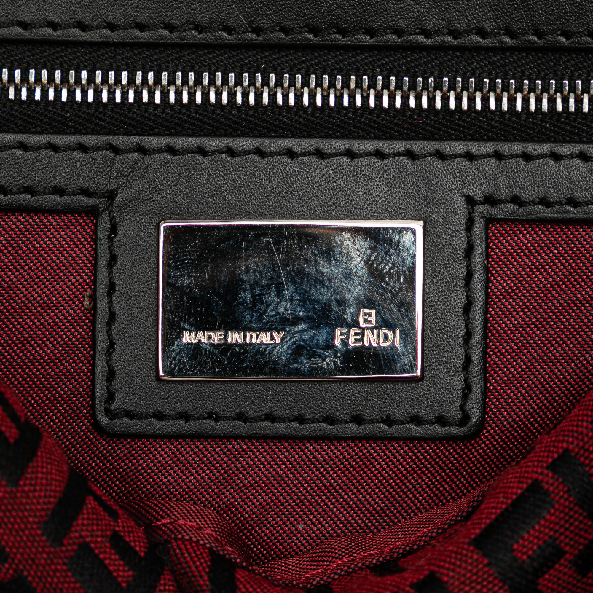 Fendi Zucchino Canvas Double Flap Shoulder Bag (SHG-nYl1sf)