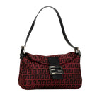 Fendi Zucchino Canvas Double Flap Shoulder Bag (SHG-nYl1sf)