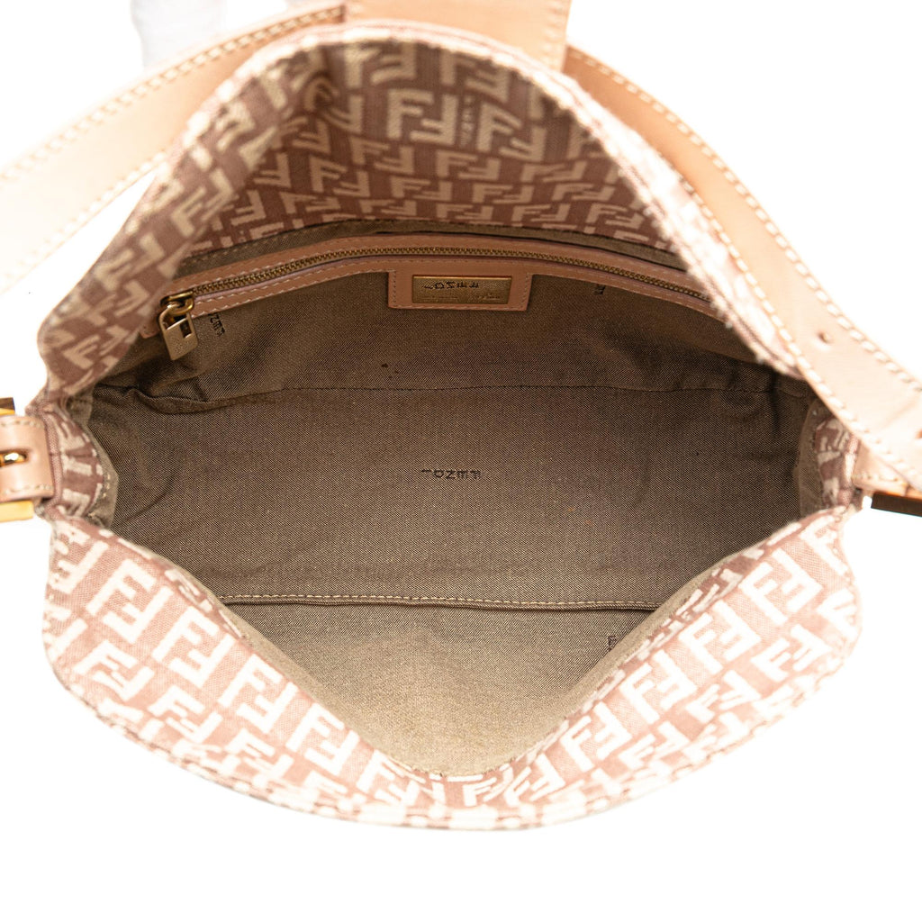 Fendi Zucchino Canvas Double Flap Shoulder Bag (SHG-W6URSq)
