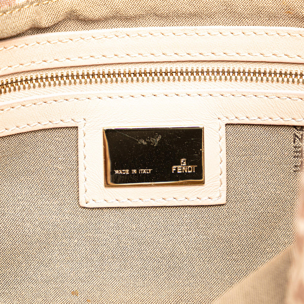 Fendi Zucchino Canvas Double Flap Shoulder Bag (SHG-W6URSq)