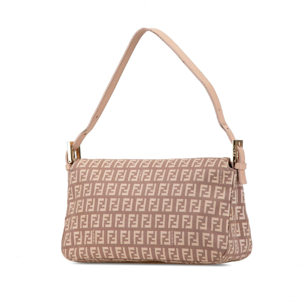 Fendi Zucchino Canvas Double Flap Shoulder Bag (SHG-W6URSq)