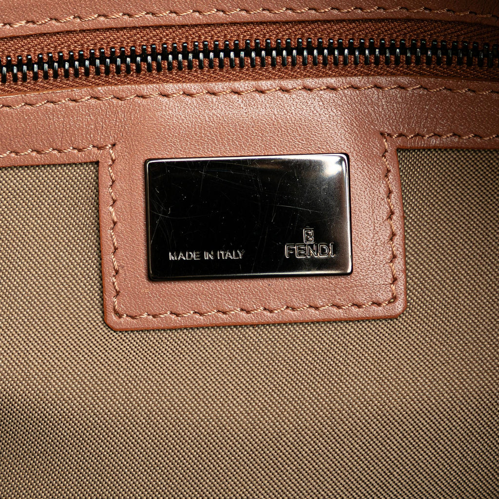 Fendi Zucchino Canvas Double Flap Shoulder Bag (SHG-LWyCwh)