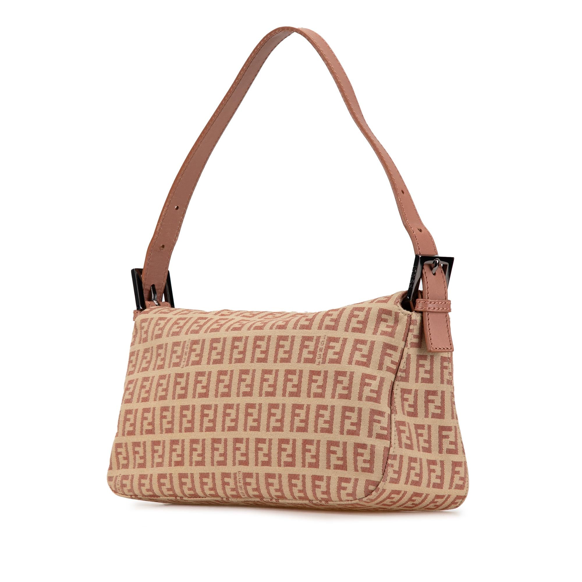 Fendi Zucchino Canvas Double Flap Shoulder Bag (SHG-LWyCwh)