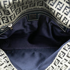 Fendi Zucchino Canvas Double Flap Shoulder Bag (SHG-j1ATF3)