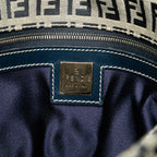 Fendi Zucchino Canvas Double Flap Shoulder Bag (SHG-j1ATF3)