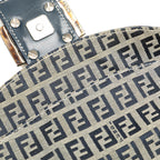 Fendi Zucchino Canvas Double Flap Shoulder Bag (SHG-j1ATF3)