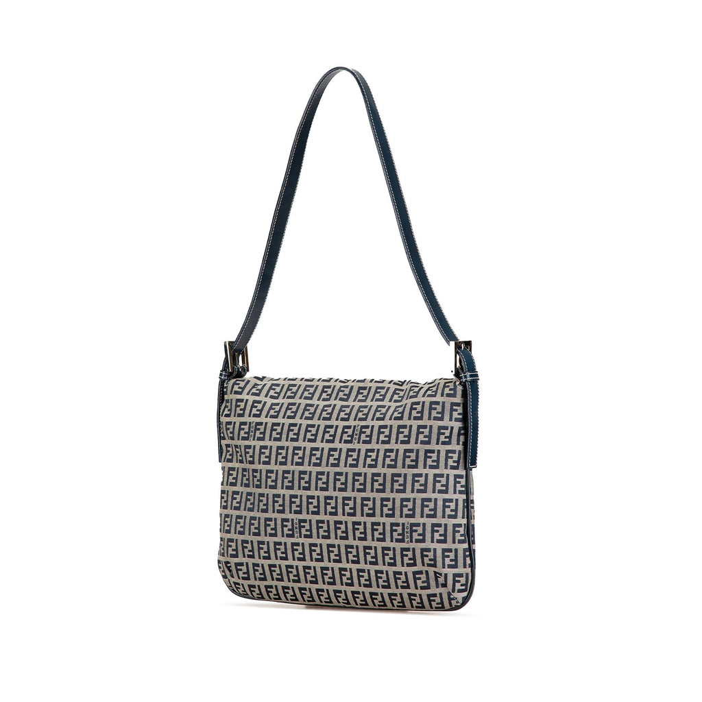 Fendi Zucchino Canvas Double Flap Shoulder Bag (SHG-j1ATF3)