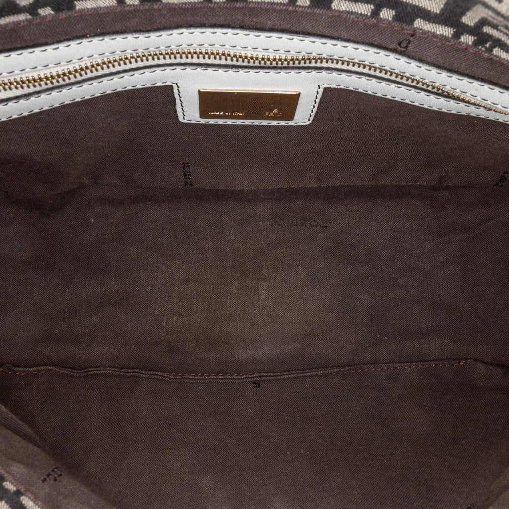 Fendi Zucchino Canvas Double Flap Shoulder Bag
