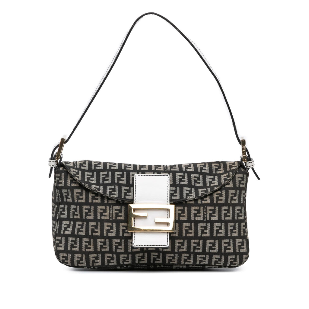 Fendi Zucchino Canvas Double Flap Shoulder Bag