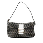 Fendi Zucchino Canvas Double Flap Shoulder Bag