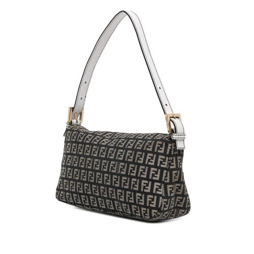 Fendi Zucchino Canvas Double Flap Shoulder Bag