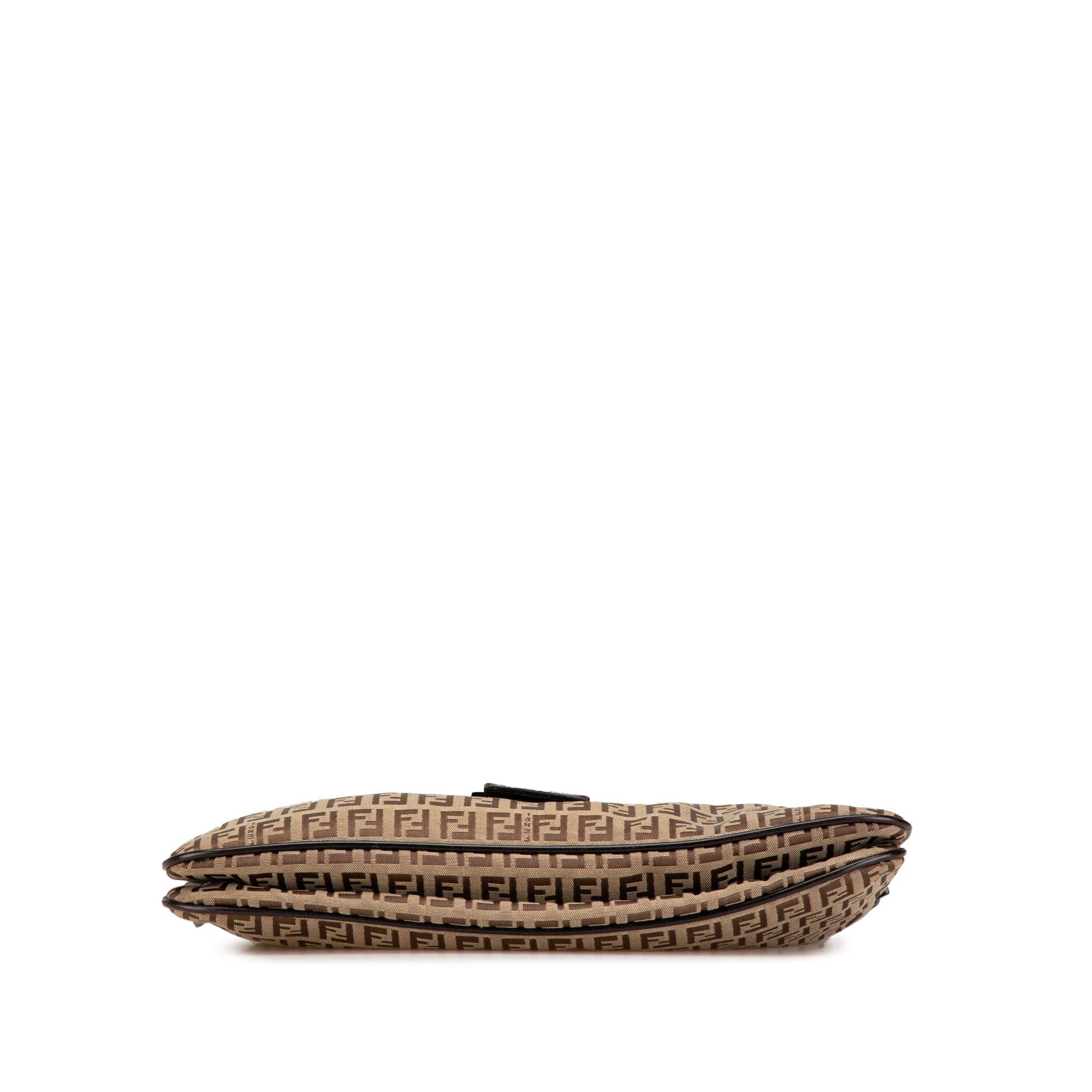 Fendi Zucchino Canvas Double Flap Shoulder Bag