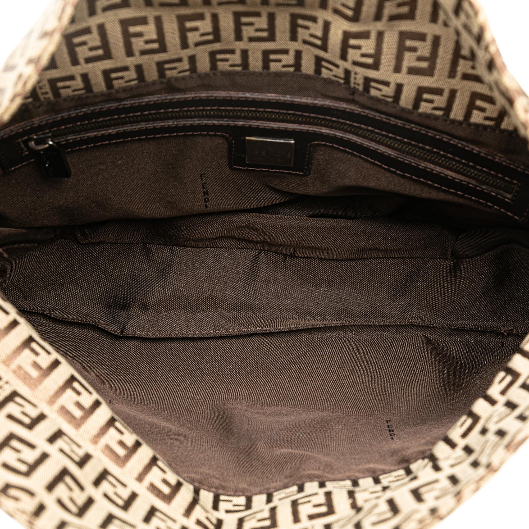 Fendi Zucchino Canvas Double Flap Shoulder Bag