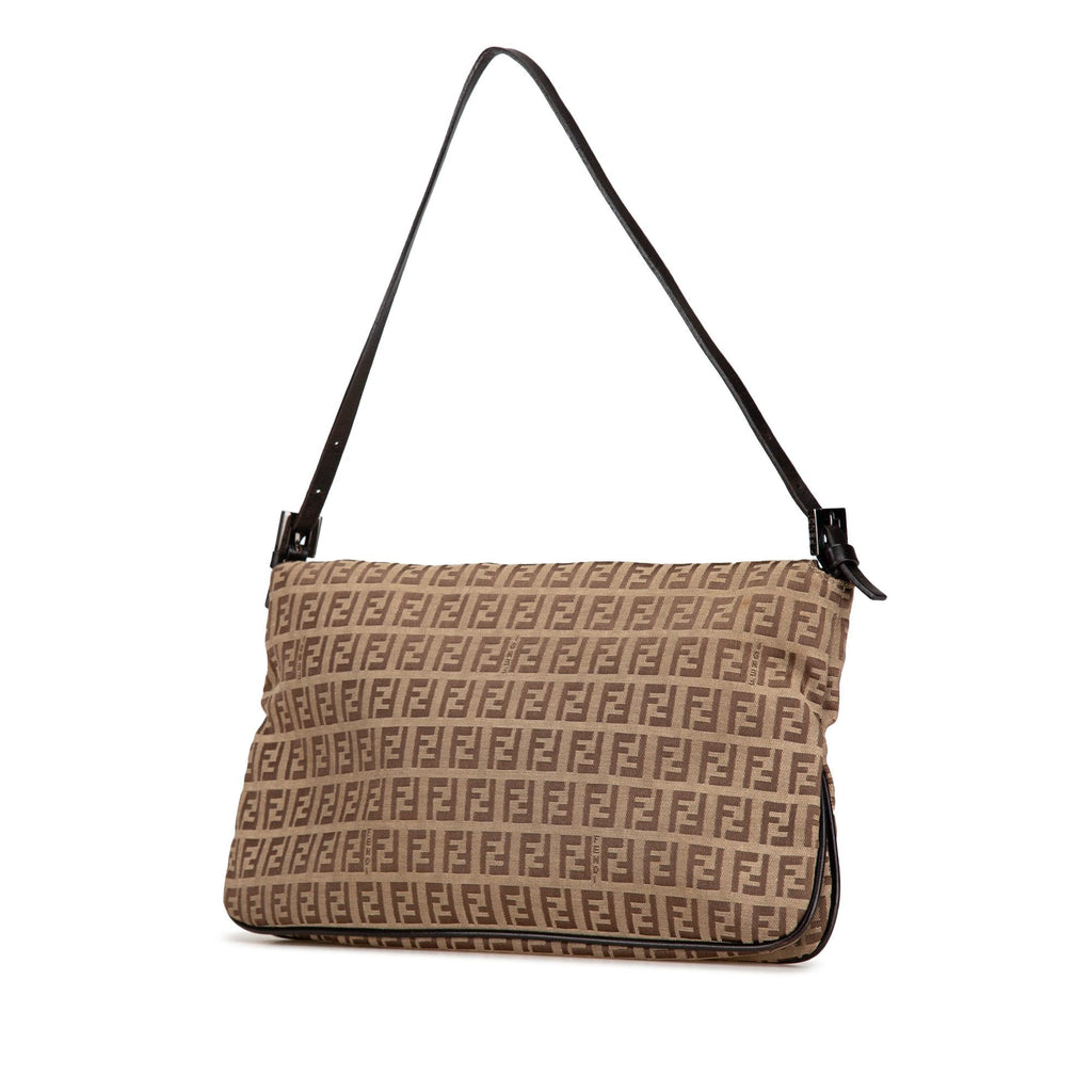 Fendi Zucchino Canvas Double Flap Shoulder Bag