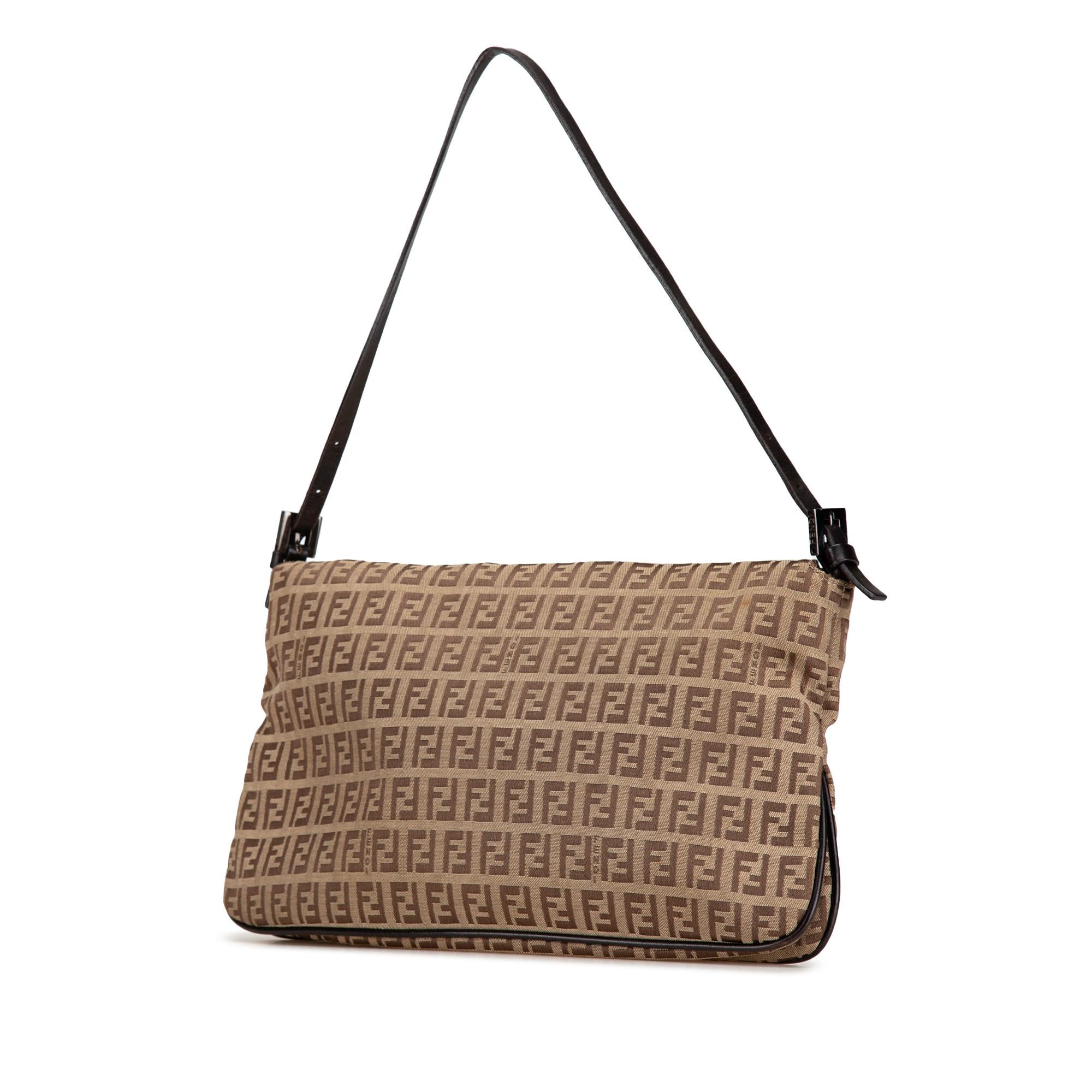 Fendi Zucchino Canvas Double Flap Shoulder Bag