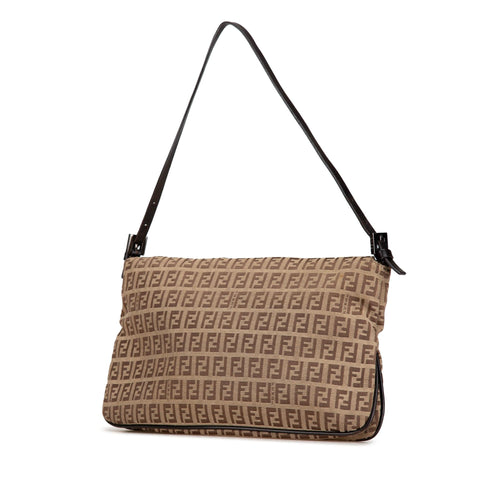 Fendi Zucchino Canvas Double Flap Shoulder Bag