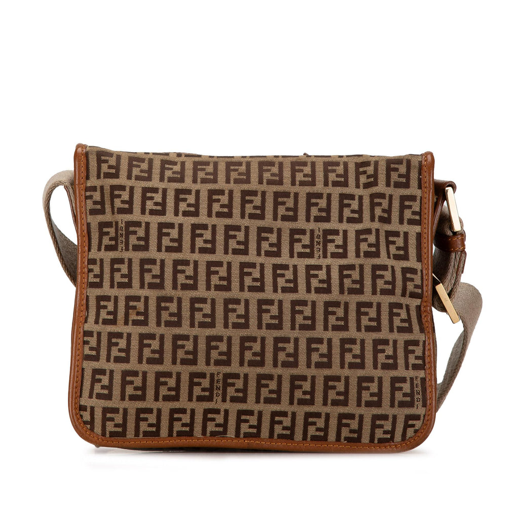 Fendi Zucchino Canvas F Charm Crossbody (SHG-7YMEk2)