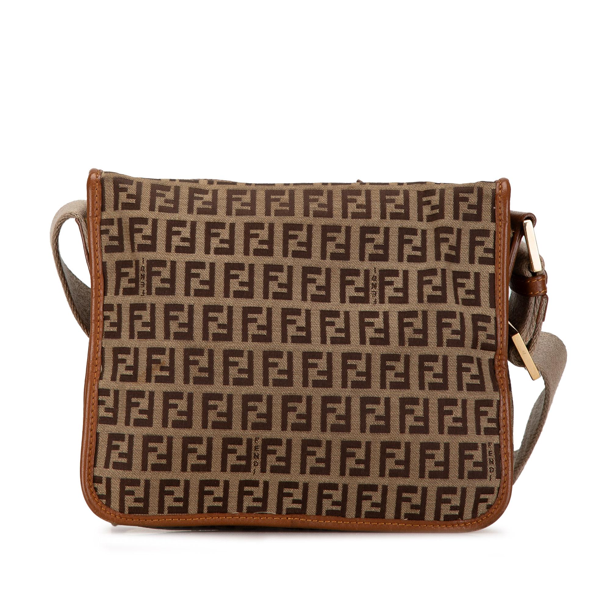 Fendi Zucchino Canvas F Charm Crossbody (SHG-7YMEk2)