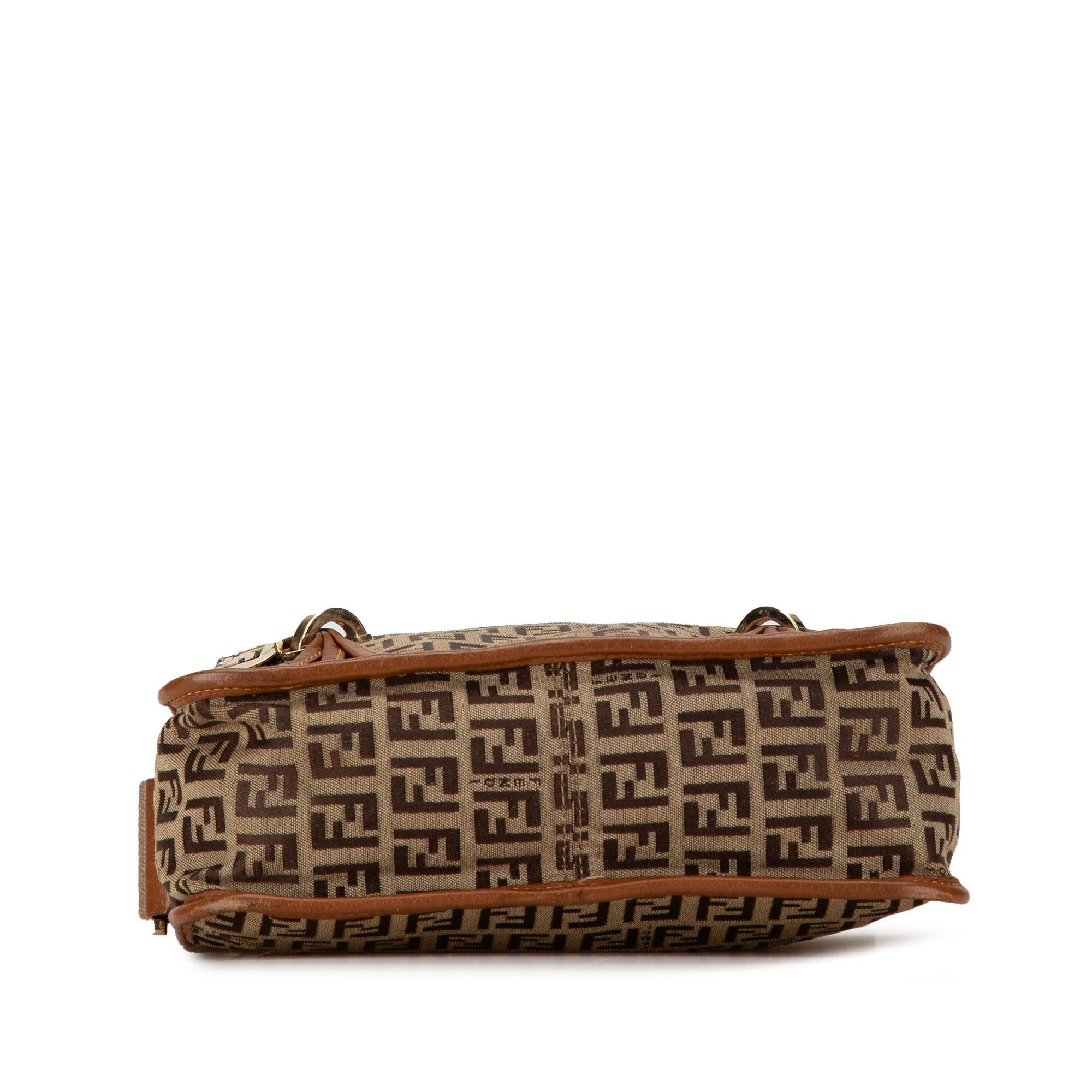 Fendi Zucchino Canvas F Charm Crossbody (SHG-7YMEk2)