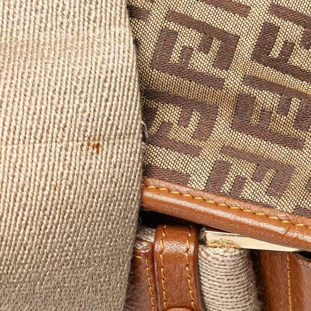 Fendi Zucchino Canvas F Charm Crossbody (SHG-7YMEk2)