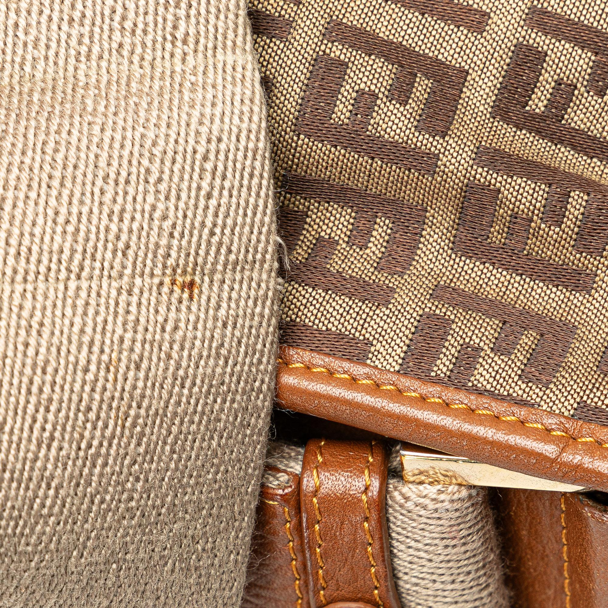 Fendi Zucchino Canvas F Charm Crossbody (SHG-7YMEk2)