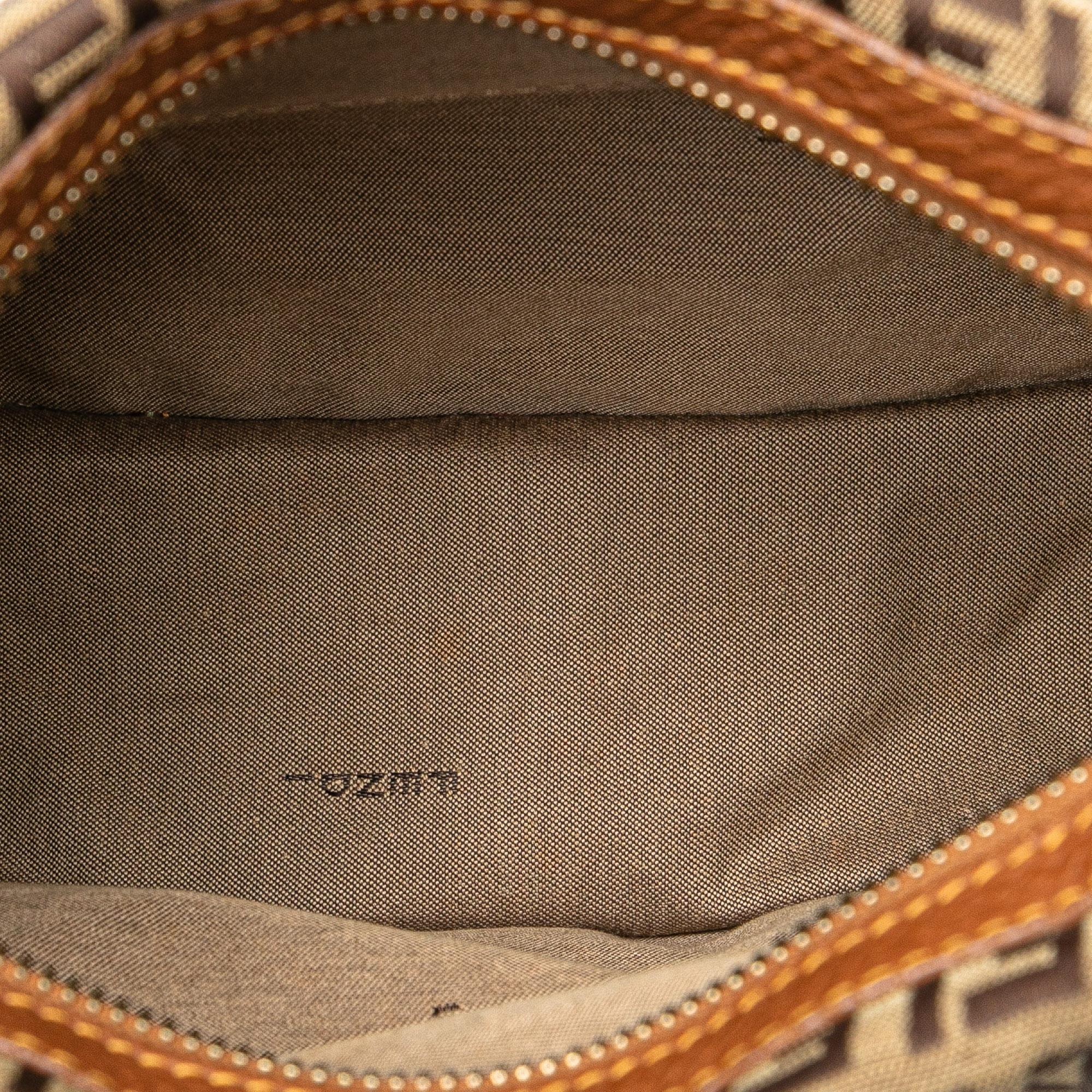 Fendi Zucchino Canvas F Charm Crossbody (SHG-7YMEk2)